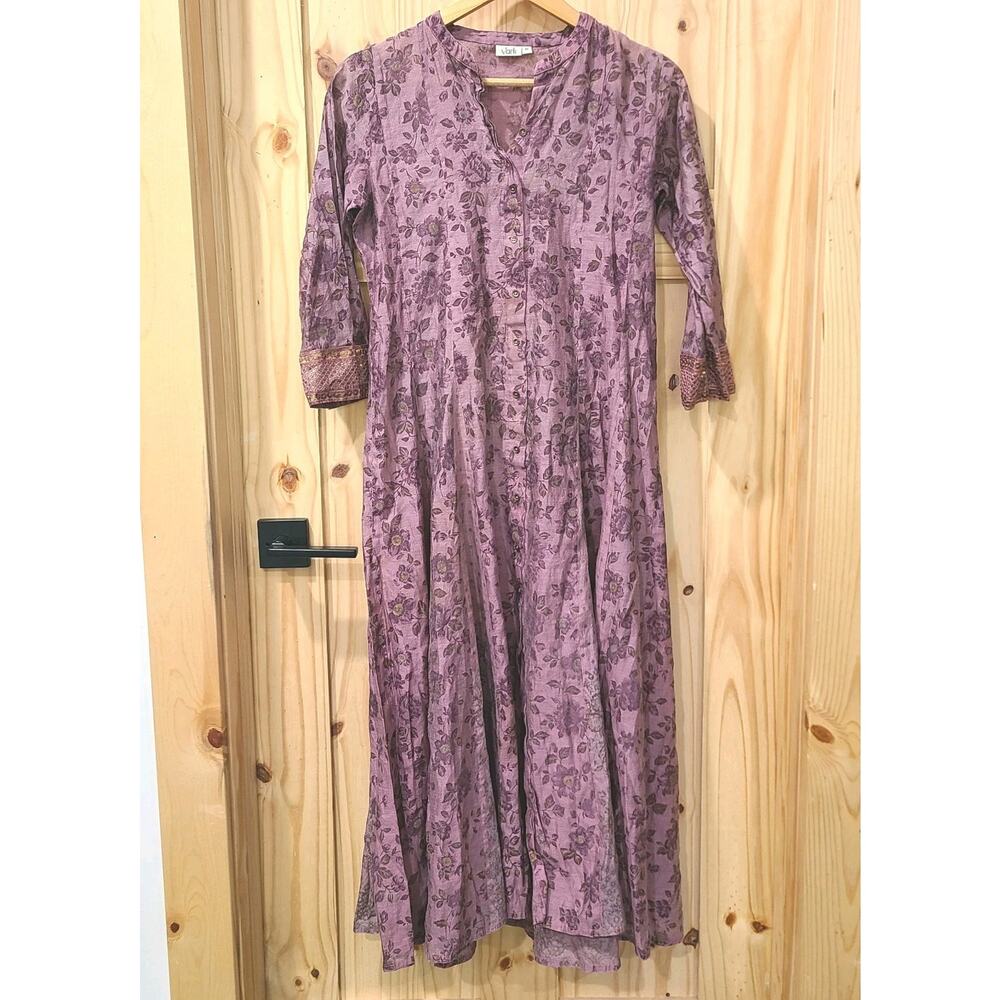 Vark Floral Sequin Cuff Maxi Dress Whimsical Fairy Cottagecore Bohemian Size M